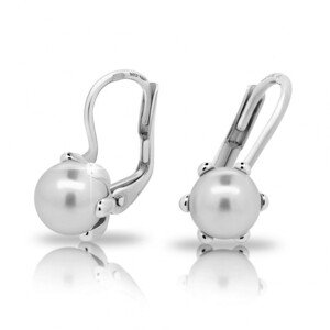 CUTIE strieborné náušnice s perlou Swarovski CUC2482-N-WH