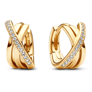 PANDORA pozlátené náušnice Prekrížené pavé 263150C01