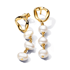 PANDORA ESSENCE pozlátené náušnice s perlami 263263C01