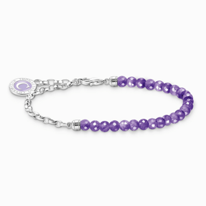 THOMAS SABO strieborný náramok Ametyst beads silver A2130-007-13