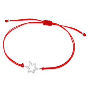 SOFIA červená šnúrka so striebornou hviezdou WEW0802-B-RED