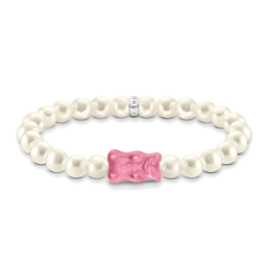 THOMAS SABO x HARIBO strieborný náramok Pink goldbear & pearls A2154-082-9
