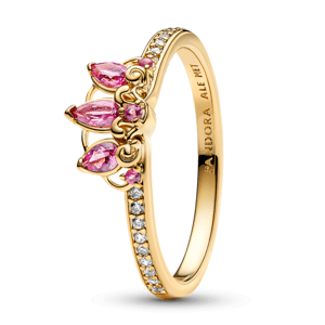 PANDORA Disney pozlátený prsteň Tiara princeznej Rapunzel 163651C01