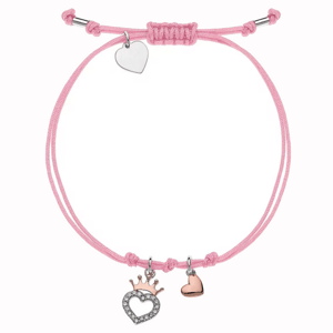 DISNEY textilný strieborný náramok so srdiečkami BS00013TL.CS