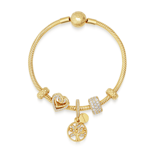 PANDORA pozlátený náramok Žiarivá rodina 568748C00+2x762716C00+762820C01+768661C01+769270C01
