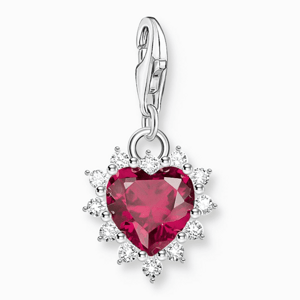 THOMAS SABO strieborný prívesok charm Silver heart with red stone 2204-013-10