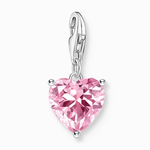 THOMAS SABO strieborný prívesok charm Silver heart with pink stone 2205-051-9