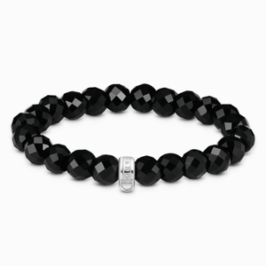 THOMAS SABO strieborný náramok na charm Obsidian beads X0292-023-11