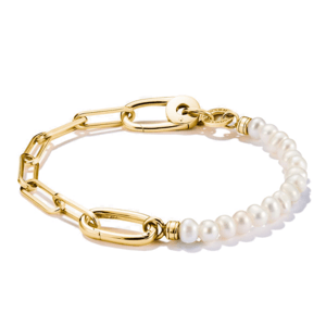 THOMAS SABO CONNECT strieborný náramok Pearls with connect link gold-plated C1209-430-14