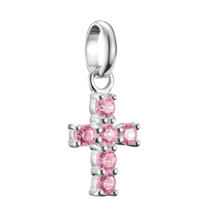 THOMAS SABO CONNECT strieborný prívesok charm Cross with pink stones CC1206-051-9