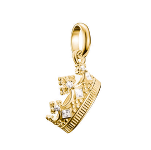 THOMAS SABO CONNECT strieborný prívesok charm Crown with stones gold-plated CC1247-414-14
