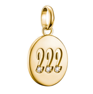 THOMAS SABO CONNECT strieborný prívesok charm Angel number 222 with stones gold-plated CC1249-414-14