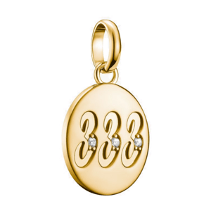 THOMAS SABO CONNECT strieborný prívesok charm Angel number 333 with stones gold-plated CC1250-414-14
