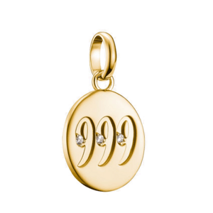 THOMAS SABO CONNECT strieborný prívesok charm Angel number 999 with stones gold-plated CC1256-414-14