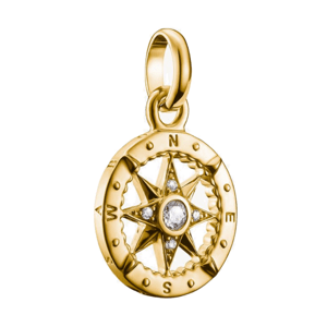 THOMAS SABO CONNECT strieborný prívesok charm Compass with stones gold-plated CC1261-414-14