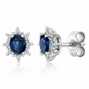 SOFIA DIAMONDS zlaté náušnice zafír s diamantmi PAK11941W