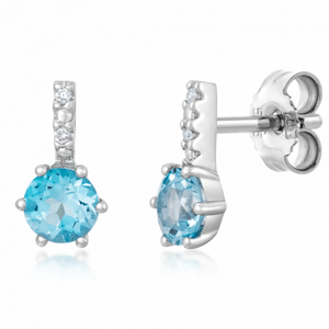 SOFIA DIAMONDS zlaté náušnice s topásom a diamantmi 0,01ct H/I PAK12036W