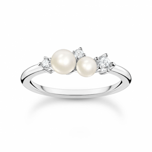 THOMAS SABO prsteň Pearls with white stones silver TR2368-167-14