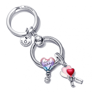 PANDORA prívesok na kľúče s korálkami Happy Birthday 399566C00+798076CZ+791501C01