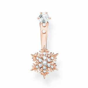 THOMAS SABO kusová náušnica Snowflake with white stones rose gold H2255-416-14