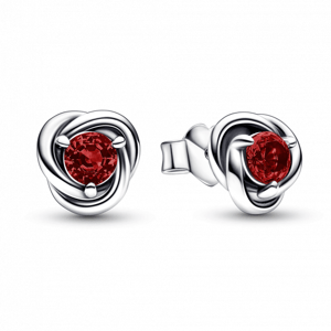 PANDORA náušnice Eternity kruh červenej farby 292334C06