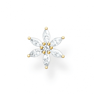 THOMAS SABO kusová náušnica Flower white stones gold H2196-414-14