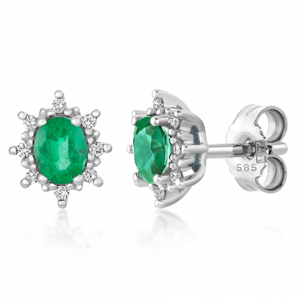SOFIA zlaté náušnice so smaragdom a diamantmi 0,05 ct H/I PAK12158W