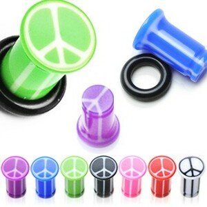 Plug do ucha UV so znakom mieru, mramorový, s gumičkou - Hrúbka: 6 mm , Farba piercing: Fialová