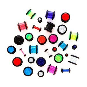 Piercing do ucha - neónový trblietavý plug - Hrúbka: 2 mm, Farba: Číra