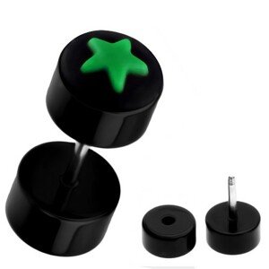 Okrúhly fake piercing do ucha - akrylový, silikónová hviezda