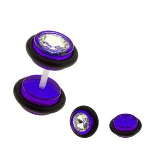 Falošný plug do ucha UV - farebné kolieska, zirkón - Farba piercing: Zelená