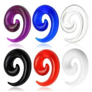 Taper z UV akrylu špirálový farebný - Hrúbka: 4 mm, Farba piercing: Čierna