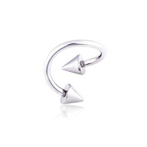 Oceľový piercing do obočia twist s hrotmi - Rozmer: 1,2 mm x 10 mm x 4x4 mm