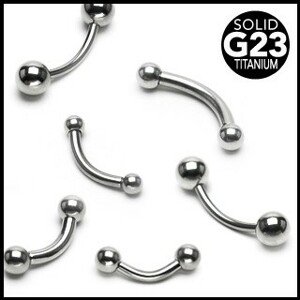 Titánový piercing do obočia s guličkou - Rozmer: 1,6 mm x 10 mm x 3 mm