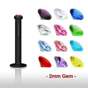 Labret do brady z bioplastu so zirkónom - Dĺžka piercingu: 10 mm, Farba zirkónu: Modrá - B