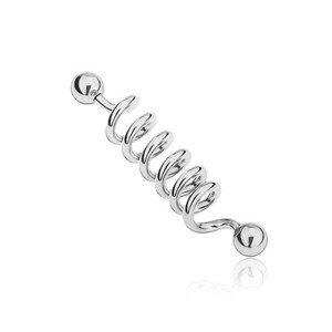 Piercing do ucha z ocele 316L - pružina s guličkovým zakončením - Dĺžka piercingu: 38 mm