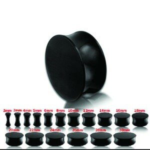 Čierny lesklý sedlový plug do ucha - Hrúbka: 4 mm