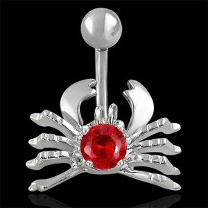 Piercing do pupka Rak - červený zirkón