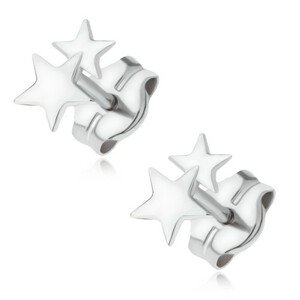 Elegantné náušnice z bieleho 14K zlata s dvojicou hviezd