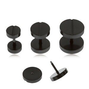 Čierny fake plug do ucha, skrutka, PVD úprava povrchu - Veľkosť hlavičky: 8 mm