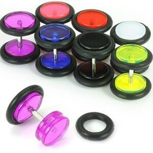 Akrylový fake plug do ucha, farebné kolieska - Farba piercing: Biela