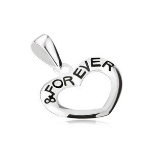 Obrys srdca, nápis "& FOREVER", prívesok zo striebra 925
