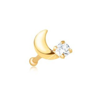 Piercing do nosa v žltom 9K zlate - rovný, kosáčik mesiaca, zirkón