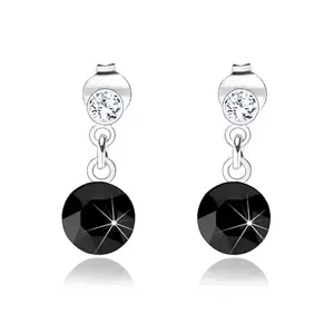 Náušnice zo striebra 925, okrúhle Swarovského krištále, číry a čierny, 6 mm