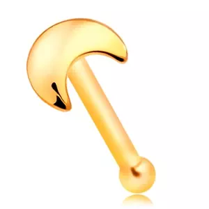 Rovný piercing do nosa zo žltého zlata 585 s kosáčikom mesiaca