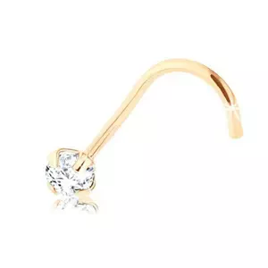 Briliantový piercing do nosa zo žltého 9K zlata, číry diamant, 2,5 mm