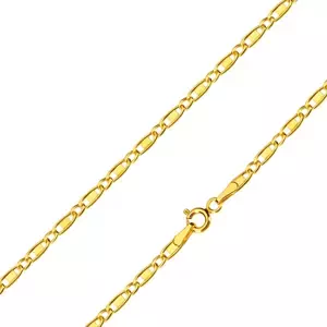 Zlatá 14K retiazka - oválne očká, podlhovasté očká s obdĺžnikom, 550 mm