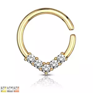 Okrúhly piercing do ucha alebo nosa - ozdobná korunka so zirkónmi, 1 mm - Farba piercing: Zlatá