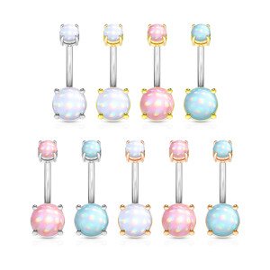 Piercing do pupka z ocele - farebná epoxidová glazúra s odleskami, vnútorný závit - Farba piercing: Medená - číra