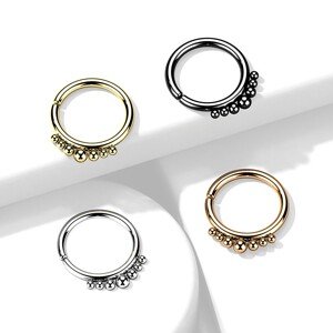 Piercing do nosa z chirurgickej ocele - prerušený kruh, guľôčky, 1,2 mm - Farba: Čierna
